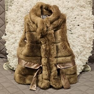 Baby GAP Brown Faux Fur Vest with Plush Collar